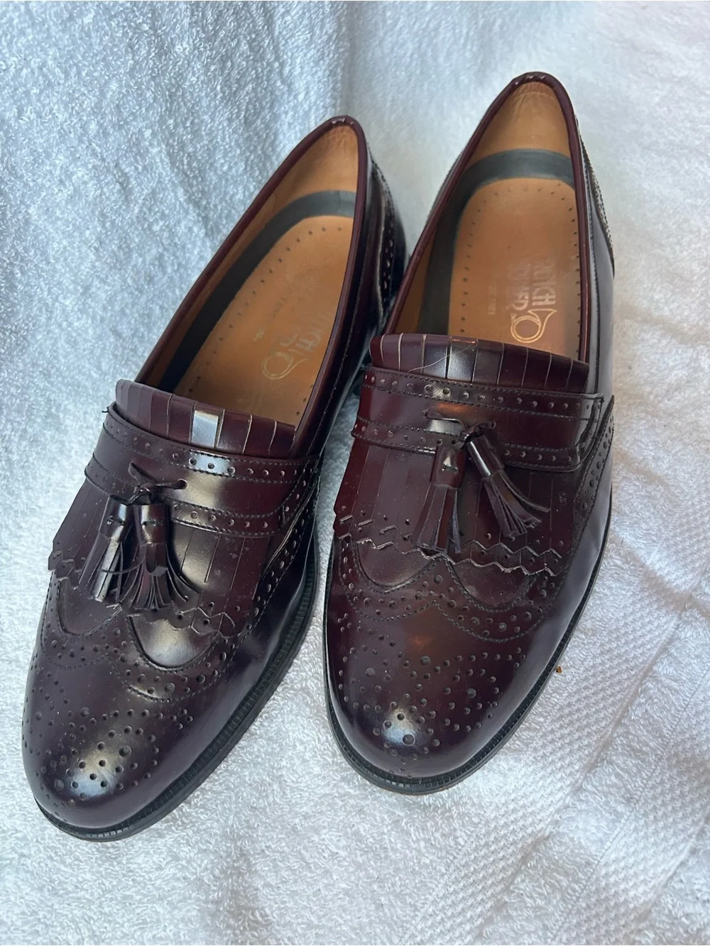 Men's Tassel Wingtip Loafers in Deep Burgundy